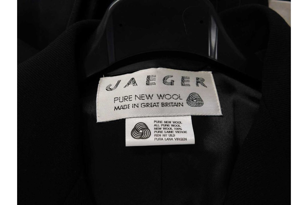 A lady's Jeager pin stripe skirt suit, size 10, together with a Lady's Jaeger black wool longline - Image 7 of 7