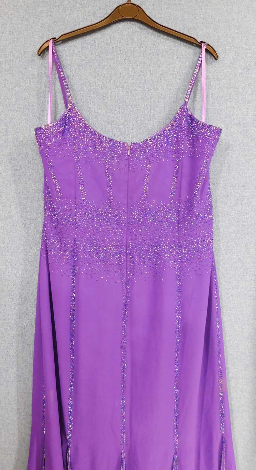 Two items of evening wear, to include a ladies red satin fringed and beaded detail spaghetti strap - Image 5 of 5