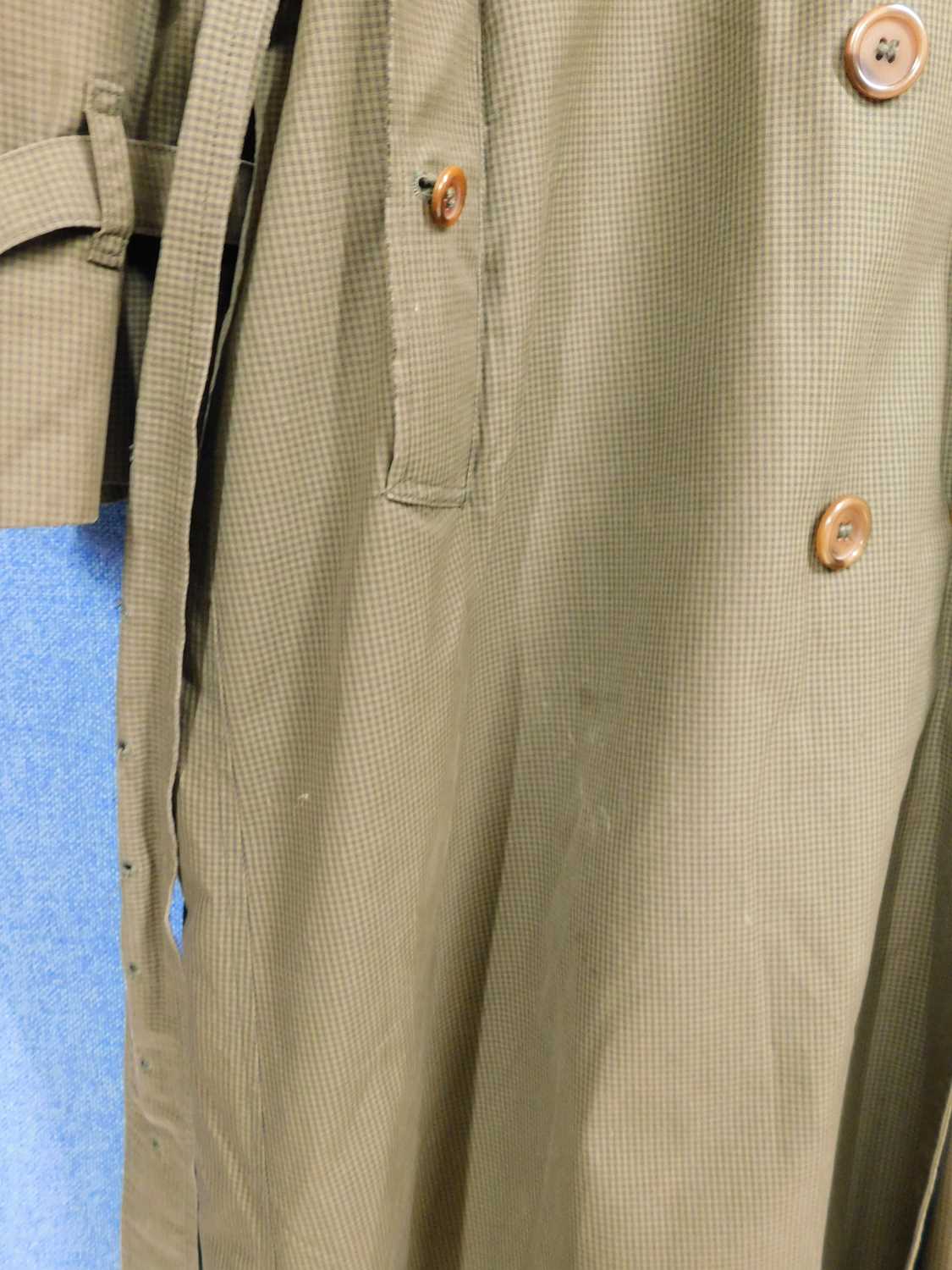 A lady's double breasted Burberry trench coat, in green check with brown buttons, belted waist and - Image 5 of 10
