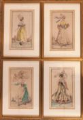 A set of four French 19th century fashion 'Costume Normand' coloured engravings, to include '