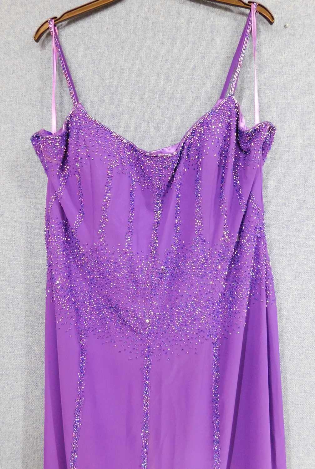 Two items of evening wear, to include a ladies red satin fringed and beaded detail spaghetti strap - Image 4 of 5