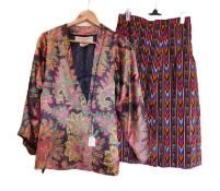 An Yves Saint Laurent Rive Gauche silk jacket and a Yves Saint Laurent Rive Gauche cotton skirt, the