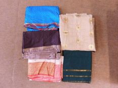 Five assorted silk sari's, (5)