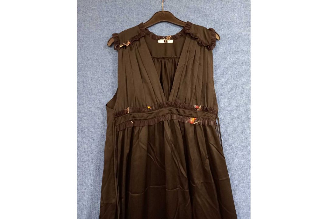 A black dress and chiffon coat cover with ruffle details, by Sally Poppy, size S - Image 4 of 6