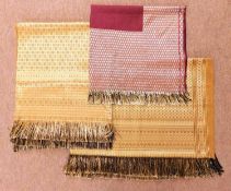 A quantity of gilt thread fabric, possibly Middle/near Eastern, with fringed ends