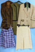A quantity of ladies wear: to include a tweed check skirt by Daks, London; a Scottish wool kilt; a