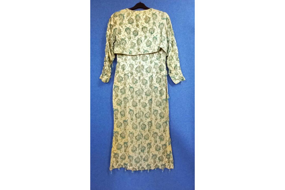 A mid 20th century blue beaded shift dress and matching bolero jacket by Mandell Couture - Image 2 of 6