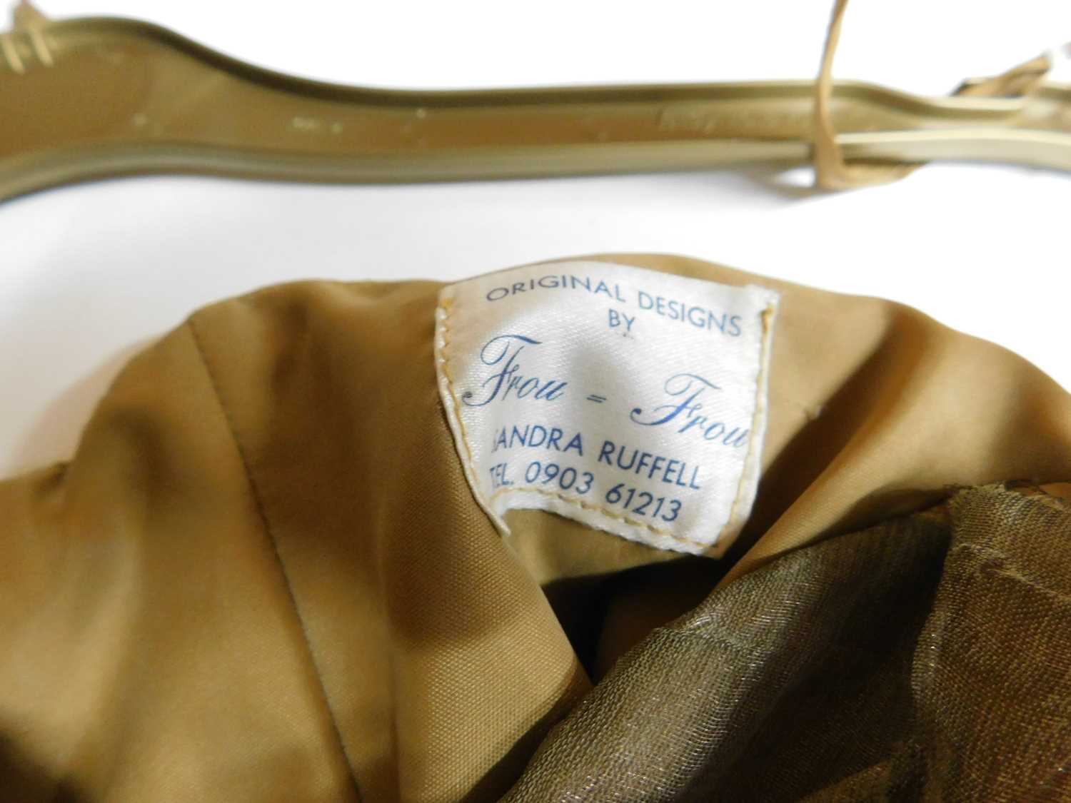 A lady's one shoulder gilt taffeta dress by Frou-Frou, Sandra Ruffell, with two tiered skirt with - Image 7 of 8