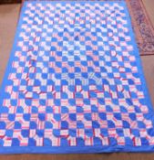 A mid 20th century patchwork quilt, purportedly of Canadian origin, approx. 216 x 170cm