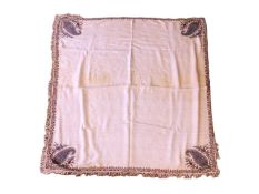 A 19th century silk paisley shawl, with cream ground and paisley pattern, approx. 112 x 112cm