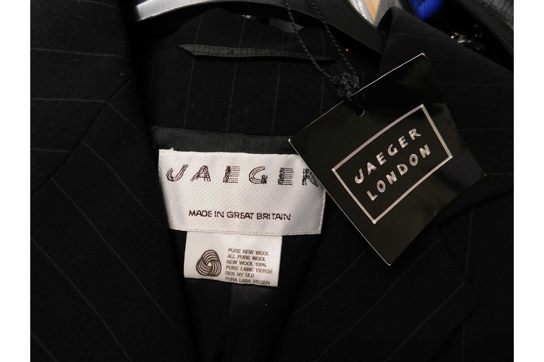 A lady's Jeager pin stripe skirt suit, size 10, together with a Lady's Jaeger black wool longline - Image 5 of 7