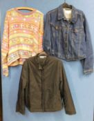 A lady's Next denim jacket size 20, a Next black bomber jacket size 18 and a Next ladieswear knitted