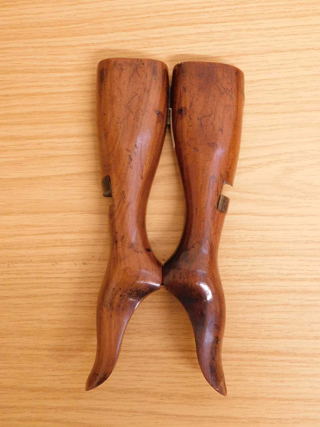 A novelty cased pair of button hooks, the steel hooks, folded inside a turned and shaped wooden, - Image 6 of 8