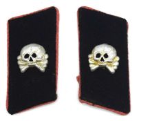 Second World War Third Reich, German, Panzer armoured regiment collar tabs with pink piping and