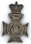 Victorian, Silver hallmarked Officers Maltese cross pouch belt plate of the 60th King's Royal