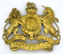 Victorian crimea period Heavy Dragoons or lancers helmet plate with royal coat of arms under