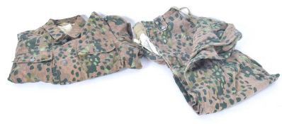 Very good quality reproduction Waffen SS M44 Erbsenmuster Peadot HBT Tunic and trousers possibly