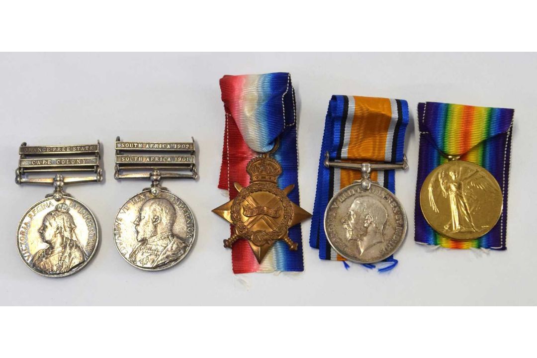 Medal group of 5 to include Queens South Africa medal with Cape Colony and Orange Free State clasps,