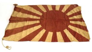 Second World War Imperial Japanese Army Rising Sun (Kyokujitsu-ki) Flag with hand carved wooden