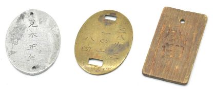 Second World War Imperial Japanese Brass Identification disk service number 3893 unit 101 platoon
