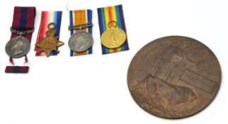 First World War DCM casualty gallantry group of four medals comprising of GRV Distinguished