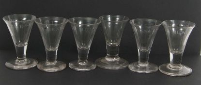 Hunting Interest: Set of five Late 18th Early 19th Century thich stem and bases stirrup / toasting