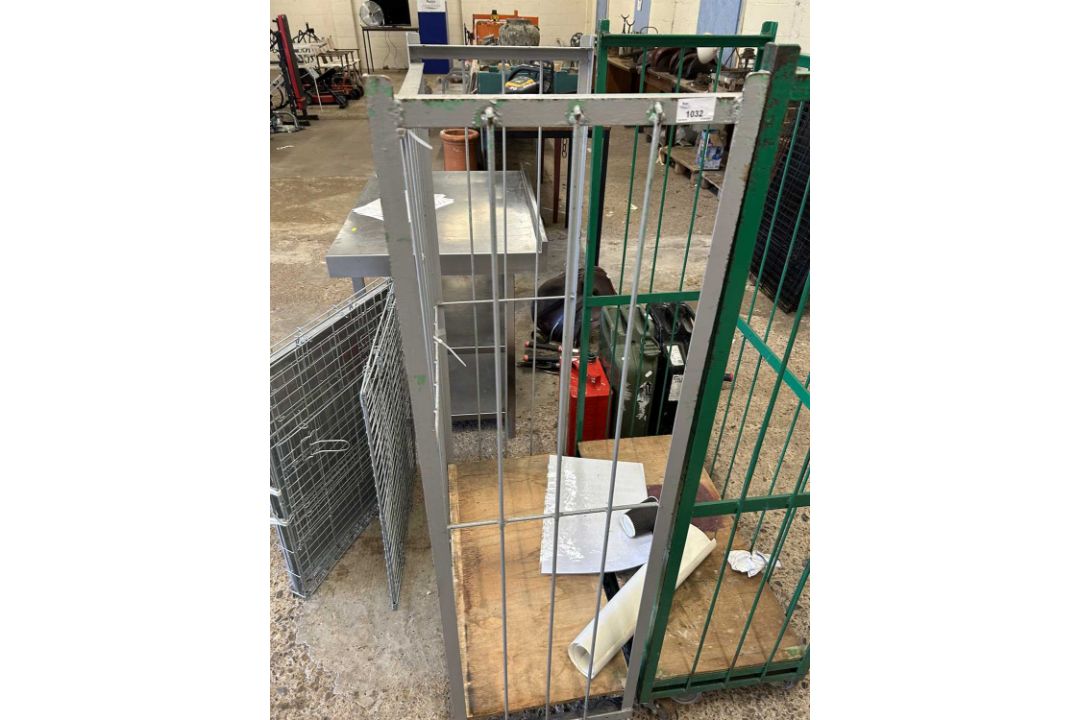 Metal porters trolley on wheels
