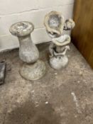 Composite garden water feature on plinth