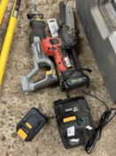 A Titan battery powered saw together with one other