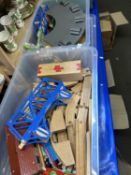 Quantity of wooden Brio toy trains and other items