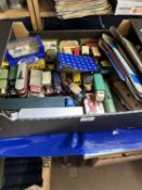 Box of assorted toy cars