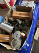 Mixed Lot: Pewter tankards, glass ware, tins etc
