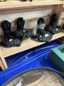 Three large reproduction cast iron ball and claw feet