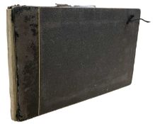 C1890 Artists sketchbook, oblong, quarter Morocco, rubbed. Measuring; 13.5cm x 14.5cm. With 33