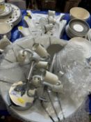 Quantity of light fittings and shades, on chrome mounts