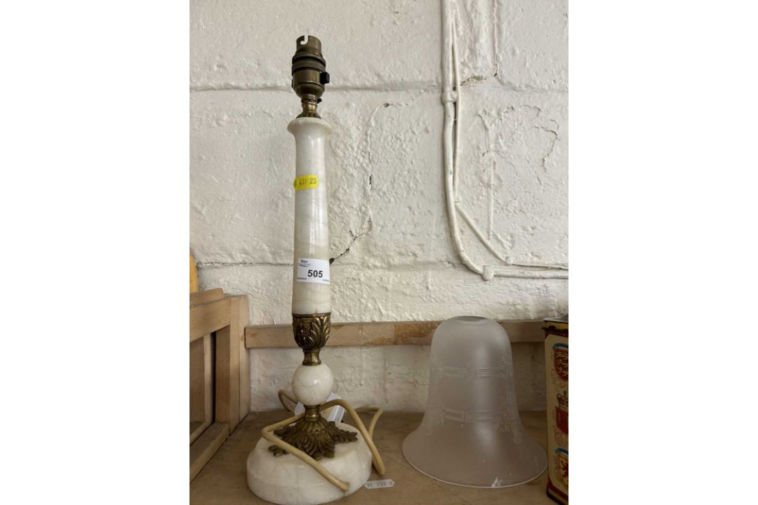 A polished marble table lamp