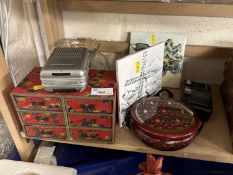 Mixed Lot: Portable radio, table top chest and other assorted items