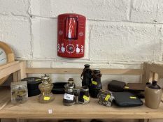 Mixed Lot: Various travel clocks, binoculars, table lighters and other items