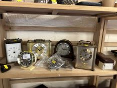 Mixed Lot: Various bedside clocks and clock keys etc