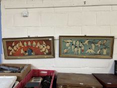Two framed prints of Chinese boys at play