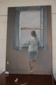 After Dali, coloured print on canvas, unframed