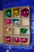 Box of Christmas baubles