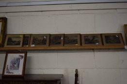 A group of coloured prints of fox hunting scenes