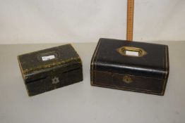 Two vintage leather covered jewellery boxes