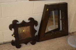 Two modern wall mirrors in hollow metal frames