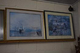 Coloured print after Turner together with a further print after Van Gogh, framed and glazed (2)