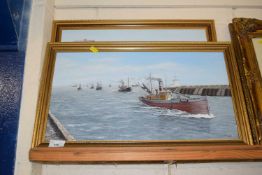 C Duncan, study of Yarmouth fishing boats together with a further study of fish wives, oil on