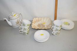 Mixed Lot: Queen Anne tea wares, a Spode Goldern Fern teapot and a further fluted dish