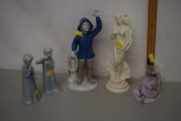 A group of modern figures to include porcelain Royal Dux figurine