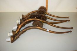 Set of five modern bronze effect wall lights